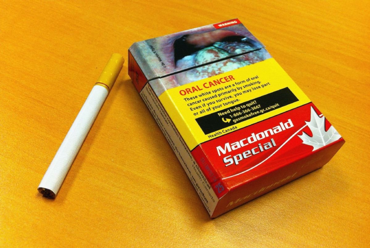 Disgust imagery on tobacco packaging in Canada. Photo credit: Denis Savard / THE CANADIAN PRESS