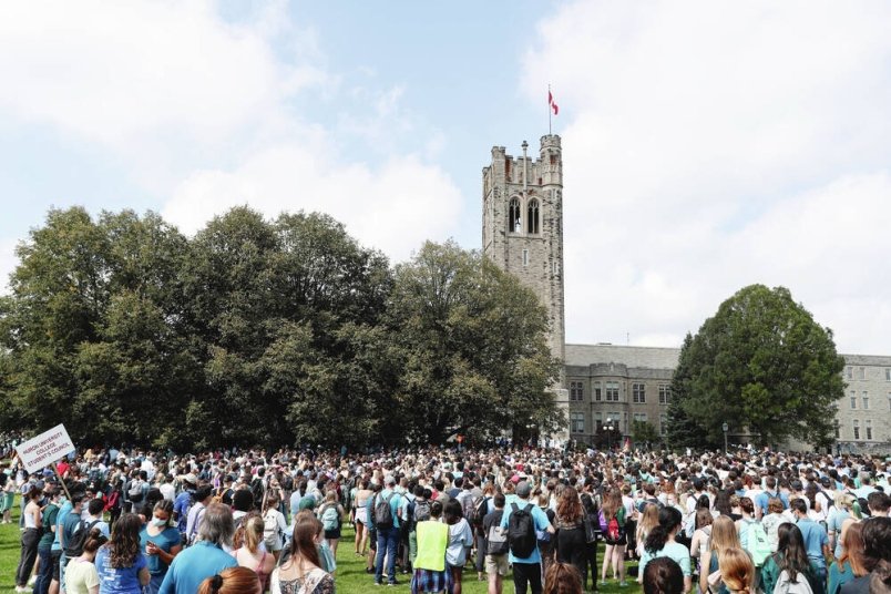 Student protest, Western University, London, Ontario, Canada. THE CANADIAN PRESS/Nicole Osborne